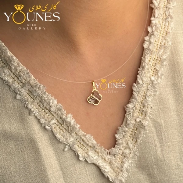 آویز طلا سواروسکی پروانه ای خاکستری مات